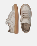 Sneakers in pelle con inserti glitter e dettaglio animalier