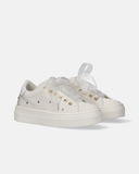 Sneakers da ragazza in tessuto con ricami e lacci in organza