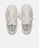 Sneakers da ragazza in tessuto con ricami e lacci in organza