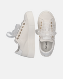 Sneakers da ragazza in tessuto con ricami e lacci in organza