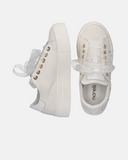 Sneakers da ragazza in tessuto con ricami e lacci in organza