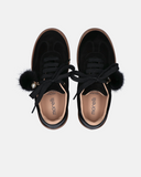Sneakers ragazza in camoscio con pon pon