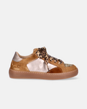 Sneakers da bambina con inserti glitter e lacci animalier