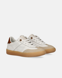 Sneakers ragazzo in pelle con inserti camoscio e suola ambra