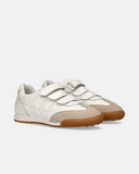 Sneakers ragazzo in pelle e camoscio con chiusura a velcro e suola ambra