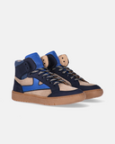 Sneakers da bambino blu Morelli stile basket multicolore con lacci e zip interna.