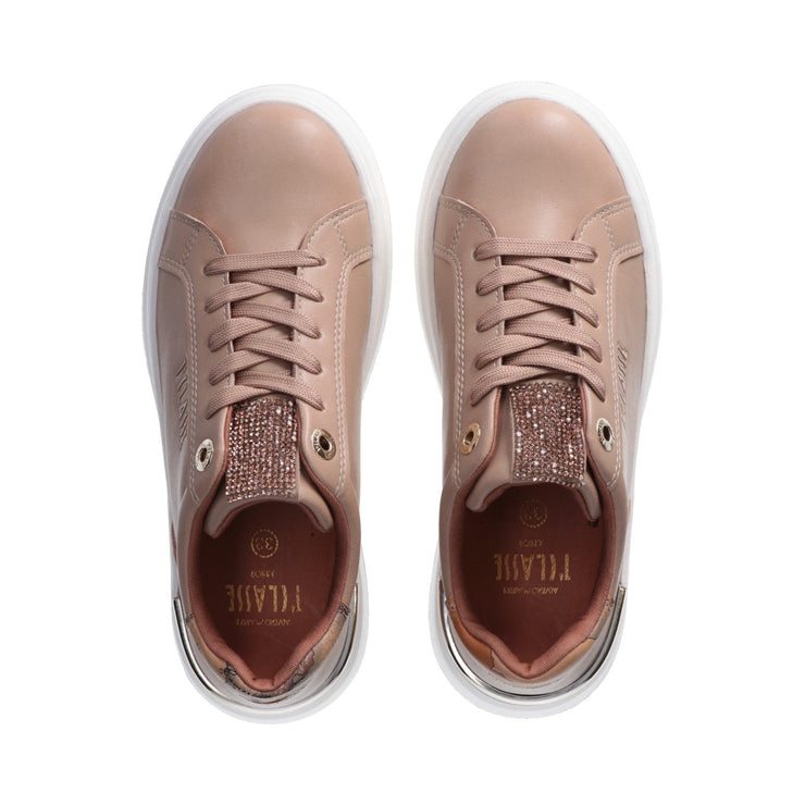 Sneakers da ragazza con inserto prezioso e logo laterale