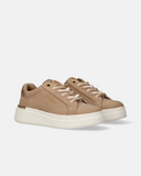 Sneakers da ragazza Alviero Martini 1ª Classe Teen beige con dettagli Geo, finiture dorate e fondo platform bianco da 4 cm.