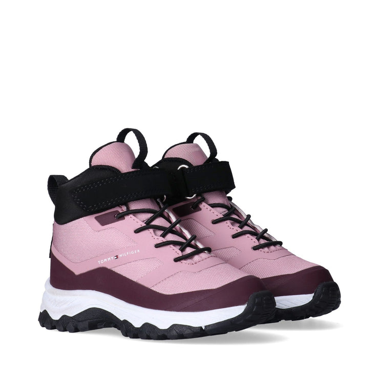 Scarponcini bambina in tessuto tecnico con velcro e lacci - T1A5-34049-1861302-