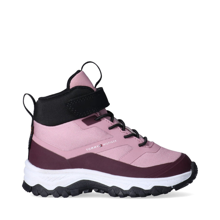 Scarponcini bambina in tessuto tecnico con velcro e lacci