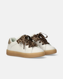 Sneakers bimba con zip e lacci animalier