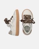 Sneakers bimba con zip e lacci animalier