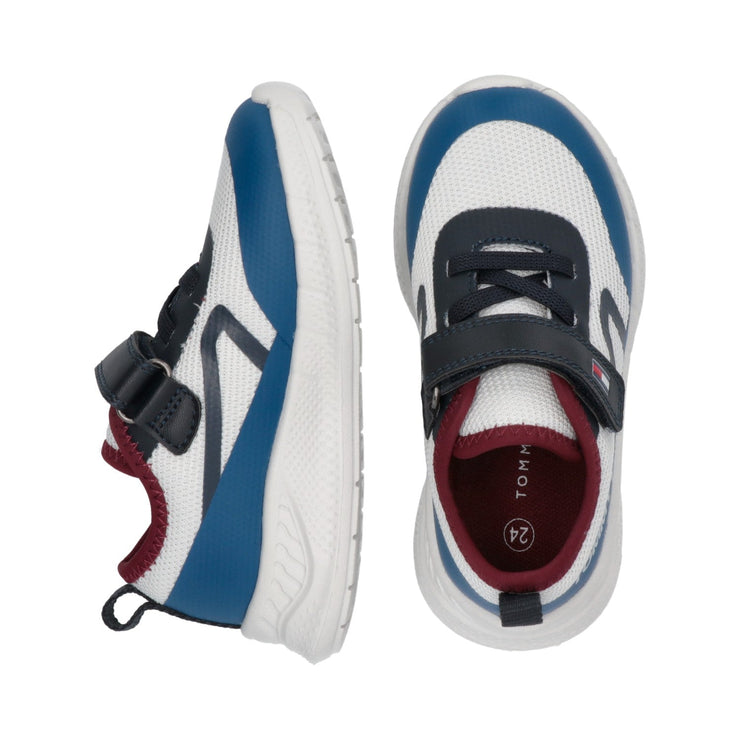 Sneakers color-block running da bambino con velcro