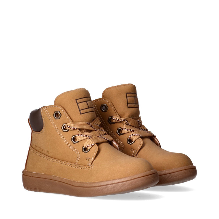 Stivaletti bambino in pelle sintetica con lacci e zip interna - T1X5-34087-1269206-