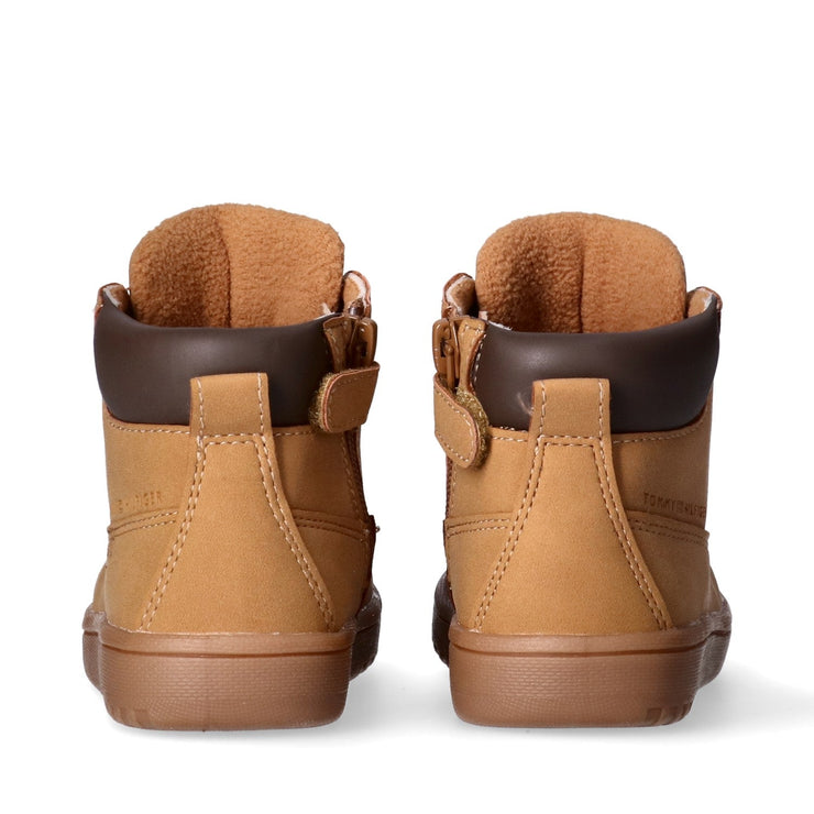 Stivaletti bambino in pelle sintetica con lacci e zip interna