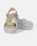 Sandali color block con doppio velcro e suola platform