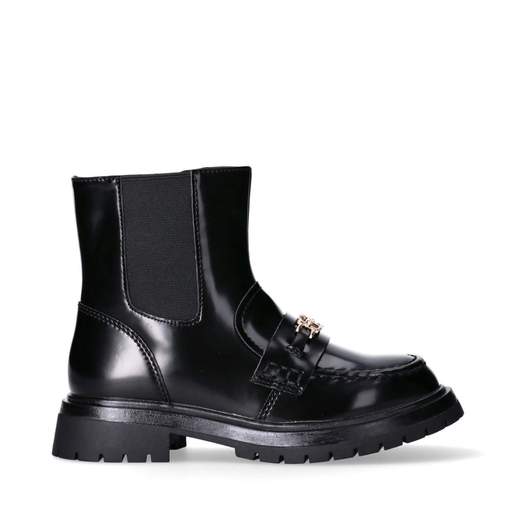 Stivaletti bambina in vernice con accessorio logato