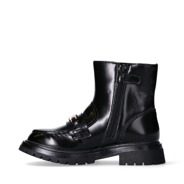 Stivaletti bambina in vernice con accessorio logato