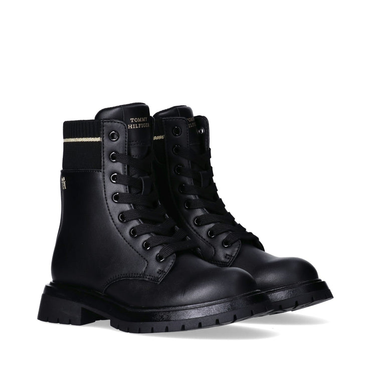 Stivaletti da bambina con elastico e dettaglio dorato - T3A5-34018-0332999-