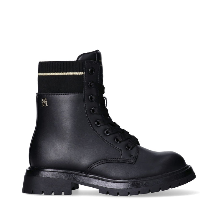 Stivaletti da bambina con elastico e dettaglio dorato