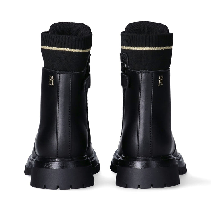 Stivaletti da bambina con elastico e dettaglio dorato