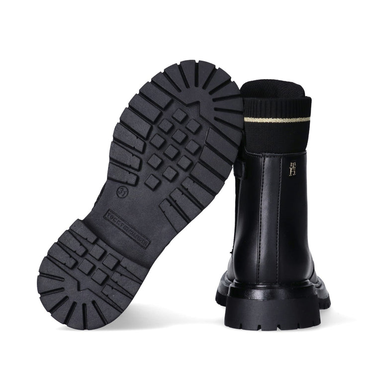 Stivaletti da bambina con elastico e dettaglio dorato