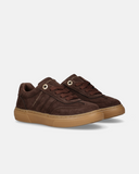Sneakers da ragazza in crosta sintetica con logo a contrasto