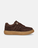 Sneakers da ragazza in crosta sintetica con logo a contrasto