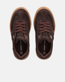 Sneakers da ragazza in crosta sintetica con logo a contrasto