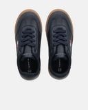 Sneakers retrò con flag iconica e fondo a contrasto