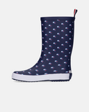 Stivali da pioggia blu con stampa flag all over