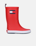 Stivali da pioggia rossi con patch flag laterale