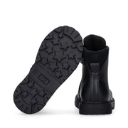 Anfibi in pelle sintetica con lacci e zip interna