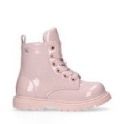 Anfibi bambina in vernice con lacci e zip interna