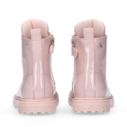 Anfibi bambina in vernice con lacci e zip interna