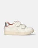 Sneakers bambina doppio velcro con dettagli laminati