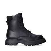 Anfibi in pelle sintetica con lacci e zip interna