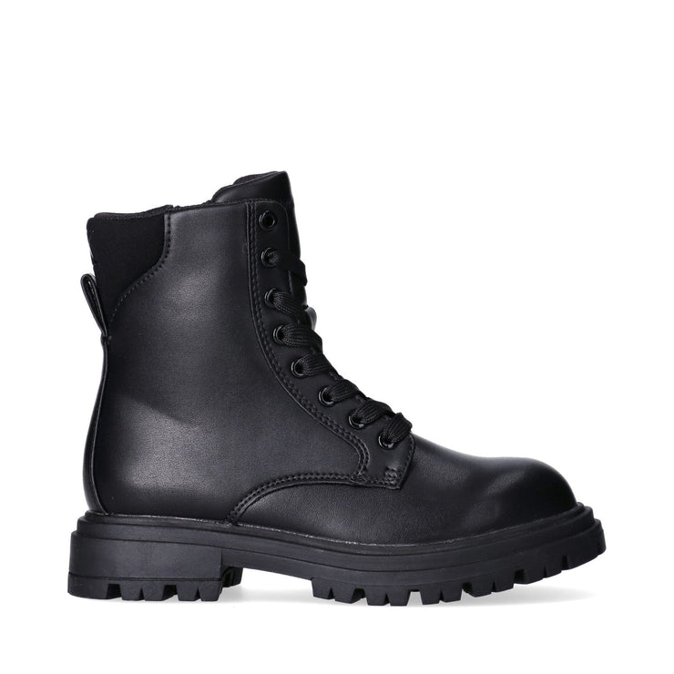 Anfibi in pelle sintetica con lacci e zip interna