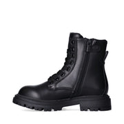 Anfibi in pelle sintetica con lacci e zip interna