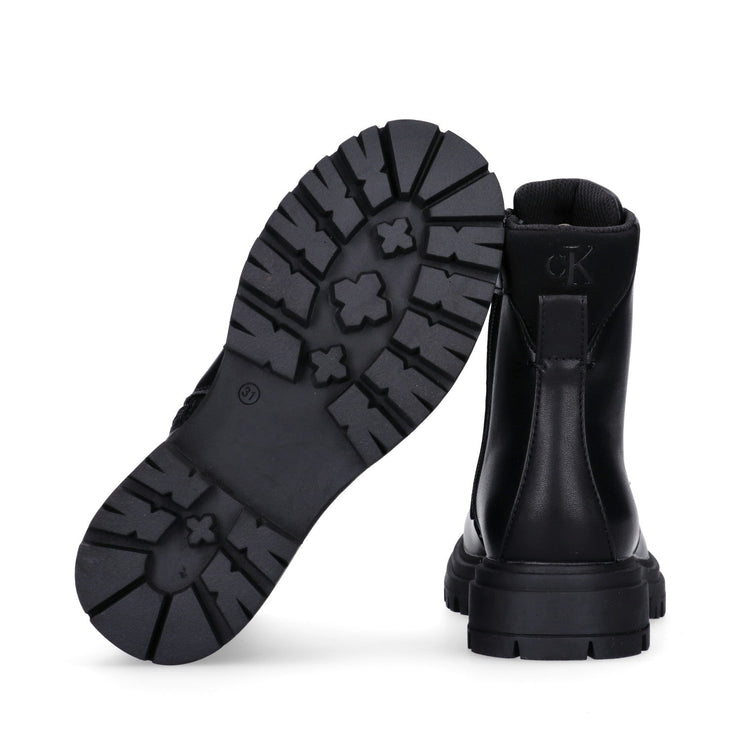 Anfibi in pelle sintetica con lacci e zip interna