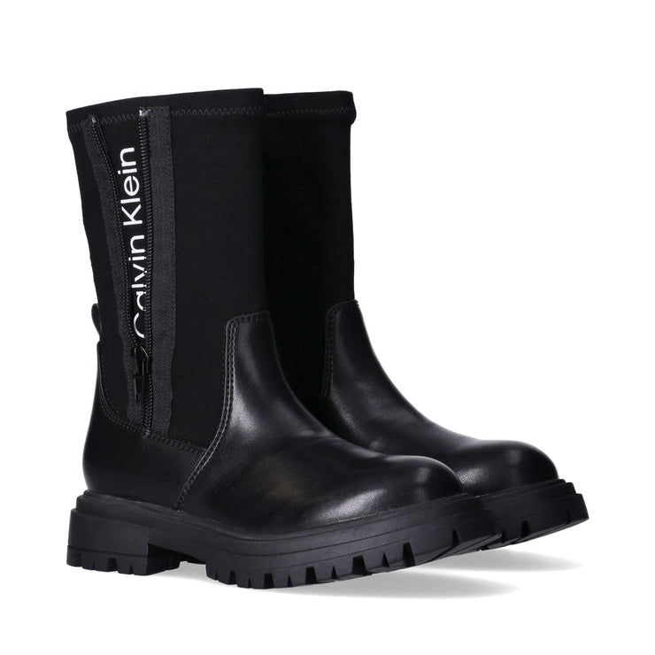 Stivali in pelle sintetica con zip e suola carrarmato - V3A5-83123-1464999-