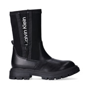 Stivali in pelle sintetica con zip e suola carrarmato