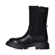 Stivali in pelle sintetica con zip e suola carrarmato