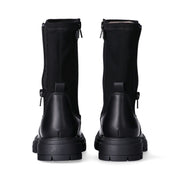 Stivali in pelle sintetica con zip e suola carrarmato