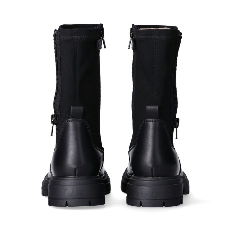 Stivali in pelle sintetica con zip e suola carrarmato