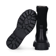 Stivali in pelle sintetica con zip e suola carrarmato