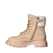 Anfibi con collo in pelliccia sintetica e suola carrarmato