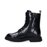 Anfibi bambina in pelle abrasivata con lacci e zip interna