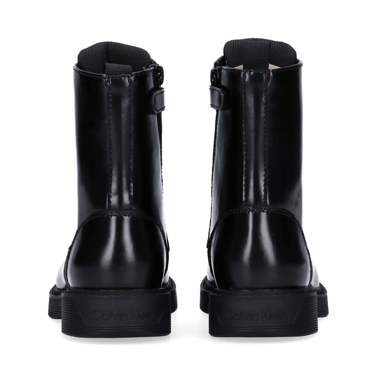 Anfibi bambina in pelle abrasivata con lacci e zip interna