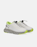 Sneakers running ragazza slip-on in maglia con coulisse e dettagli giallo fluorescente.